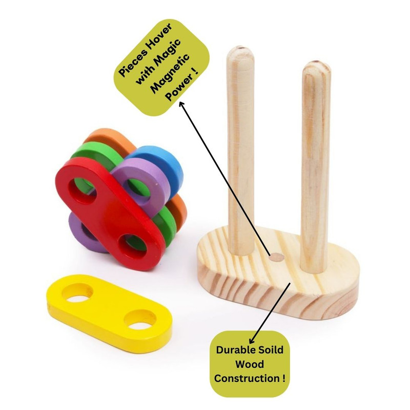 Wooden Magnetic Floating Stacker Building Block Set (9 Pieces)